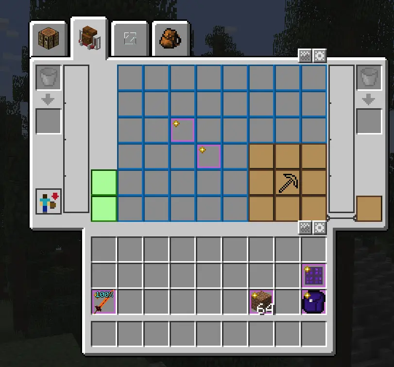 Pinnable inventory and backpack slots